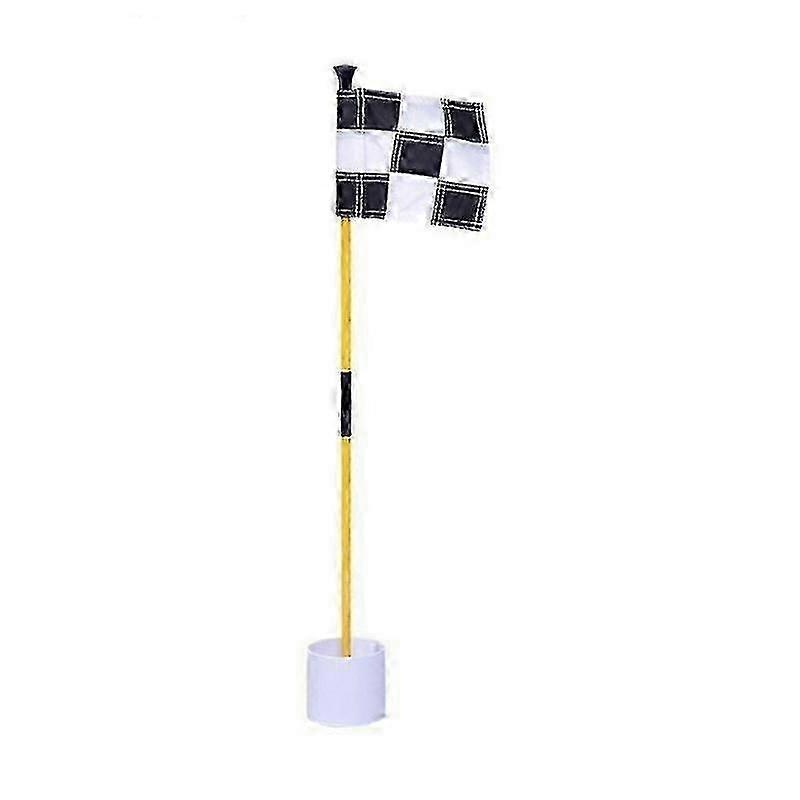 Colorful Two-Section Checkered Green Target Hole Cup Flagpole, Black and White Golf Green Flag, Perfect for Golf Lovers and Enthusiasts