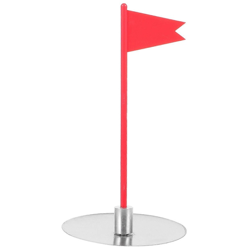 Golf Putting Cup Golf Training Flag Portable Practice Putting Skills 17×9.5cm Red 1 Set