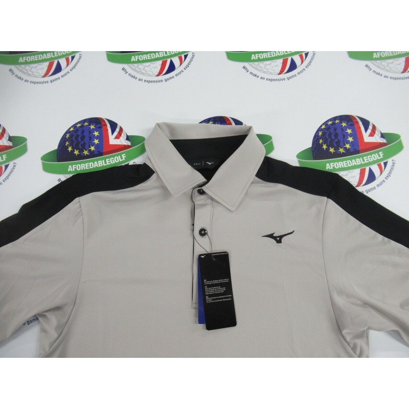 Mizuno Comp Trim Polo Shirt Grey/Black UK Size XL