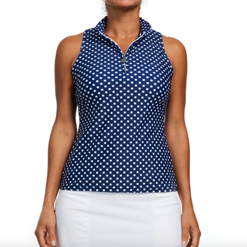 Tzu Tzu Bella Mock Top – Navy Dotty