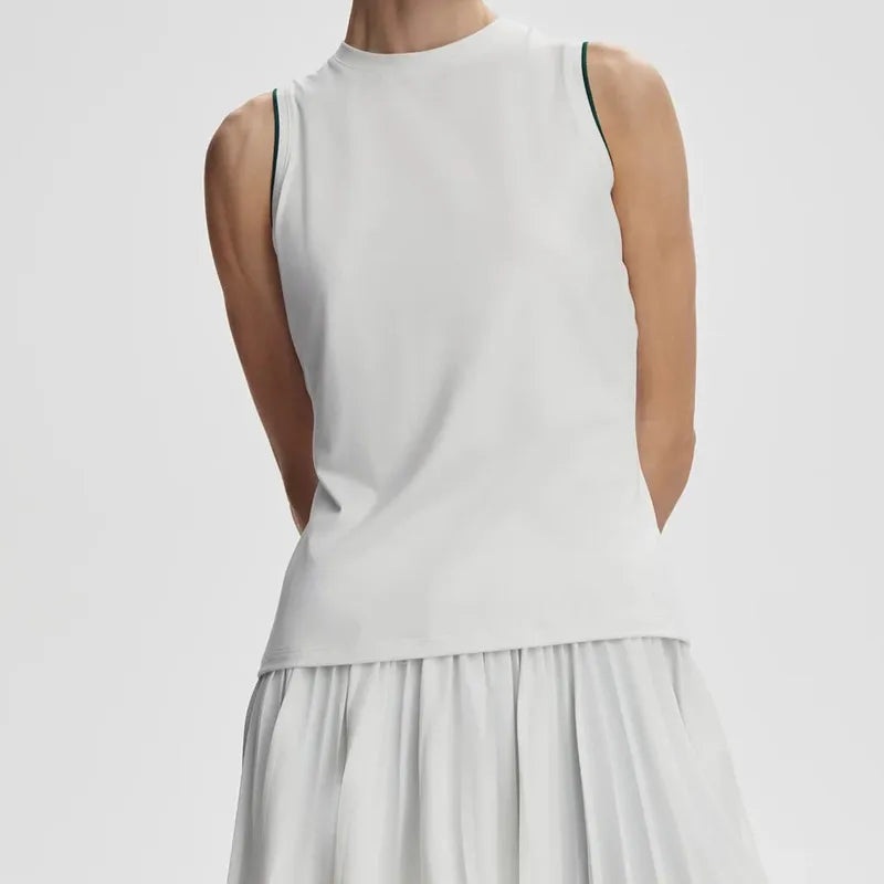 Varley Arton Performance Tank – White/Forest