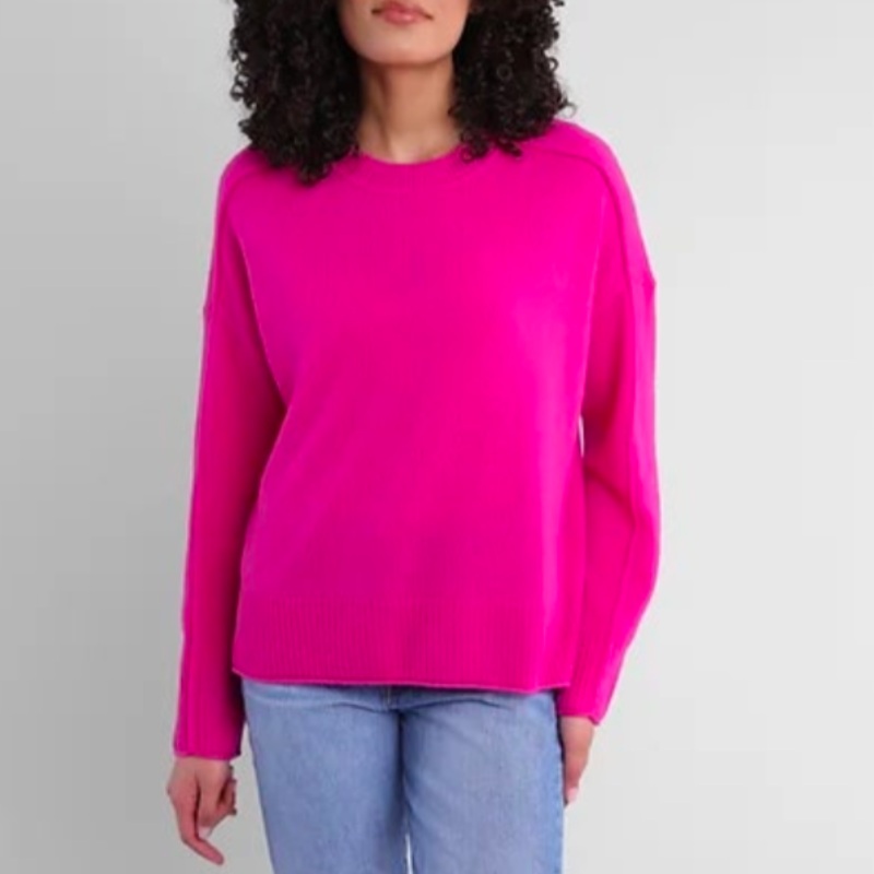 Alashan Cashmere Emilia Jersey Roll Sweater  – Dragonfruit PInk