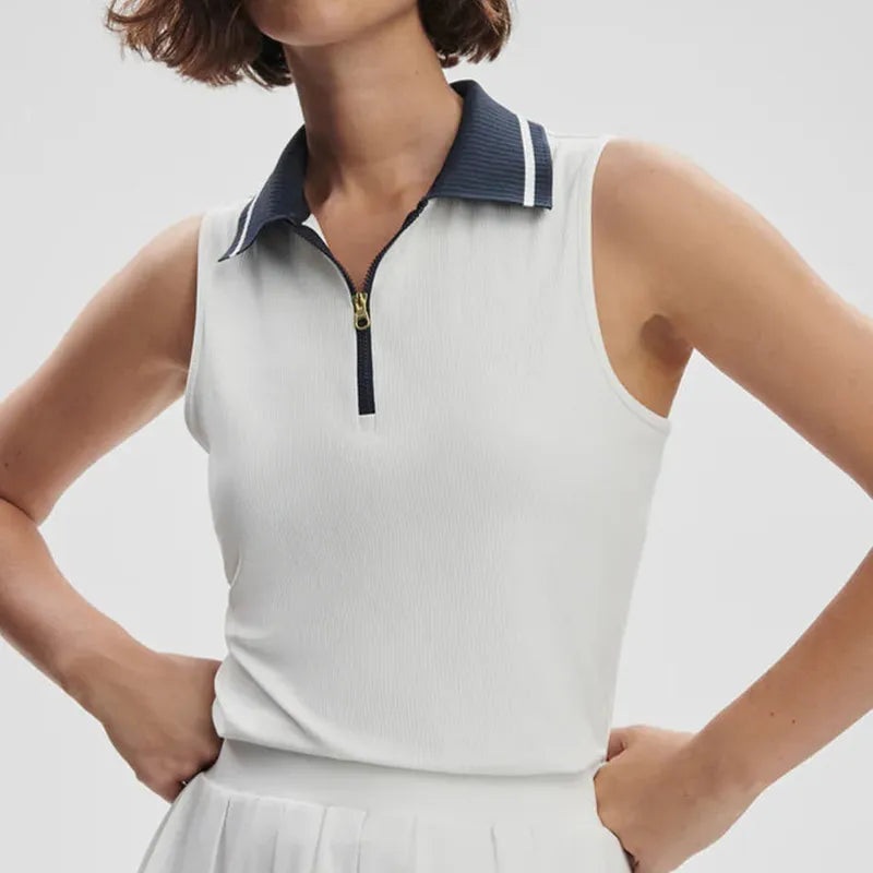 Varley Jerry Performance Polo – White/Blue Nights