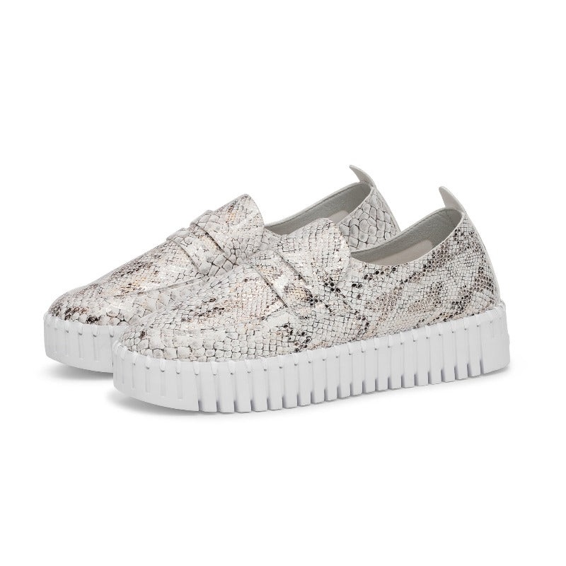Ilse Jacobsen Tulip Snakeskin Platform – White