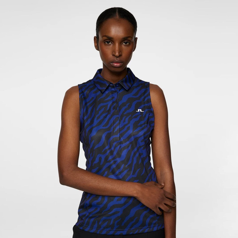 J.Lindeberg Ladies Tiger Print Sleeveless Polo