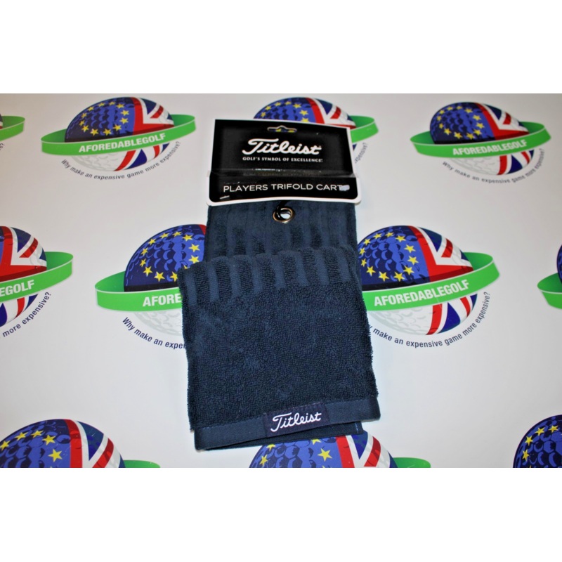 Titleist Players 16 x 16 navy full loop terry tri-fold cart towel & carabiner