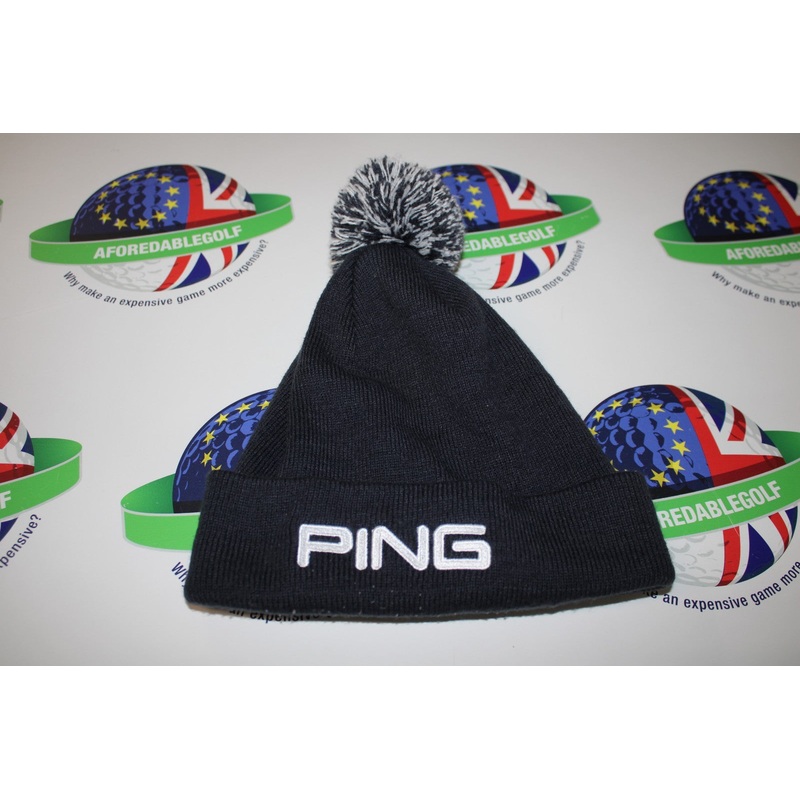 Used Ping black bobble beanie hat