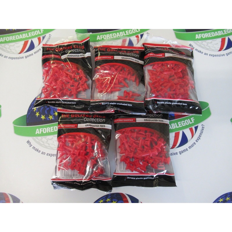 X5 Packs The Golfers Club Collection Red 12Mm Graduated Tees 150 Tees In Total