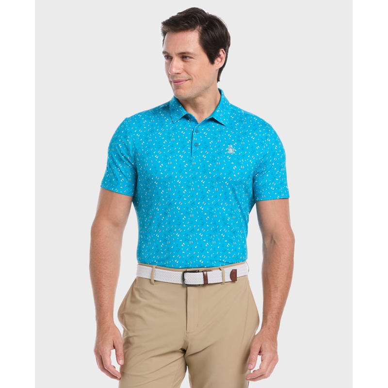 Men’s 19th Hole Sake-Tini Print Golf Polo