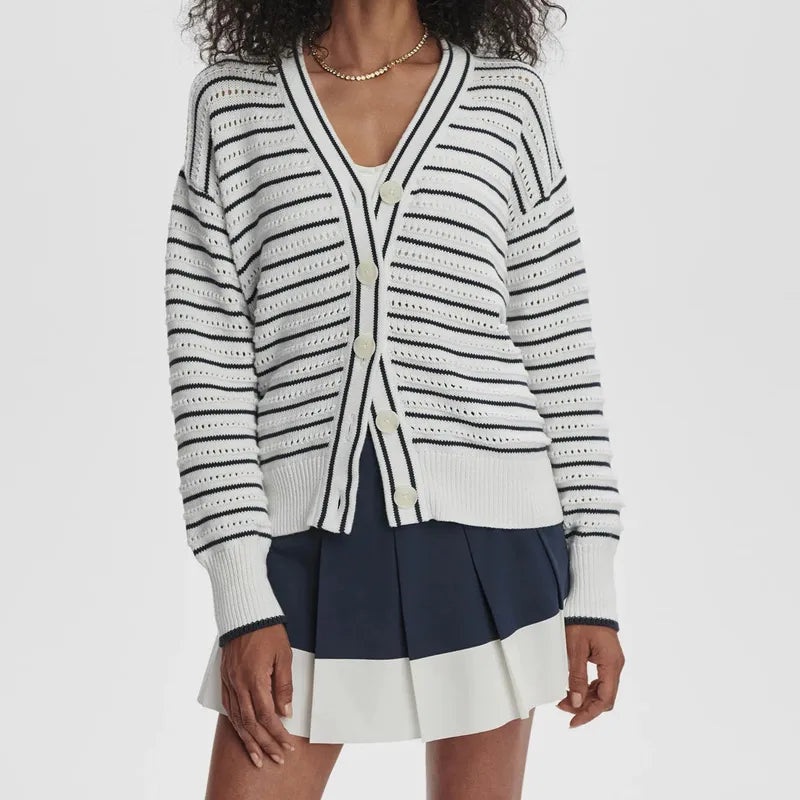 Varley Antonia Cardigan – White/Blue Nights