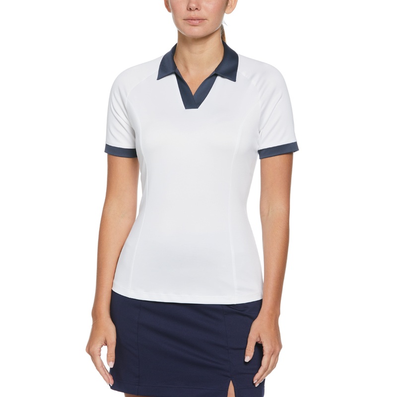Women’s V-Placket Color Block Polo Top