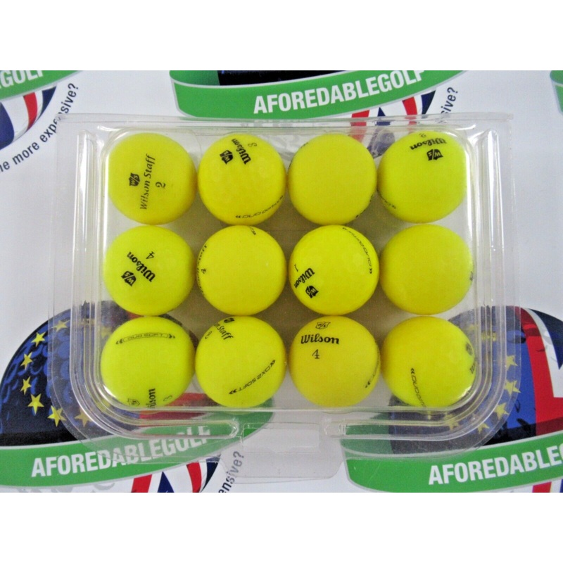 12 Wilson Staff Matte Finish Optic Yellow Pearl/Pearl 1 Grade Golf Balls