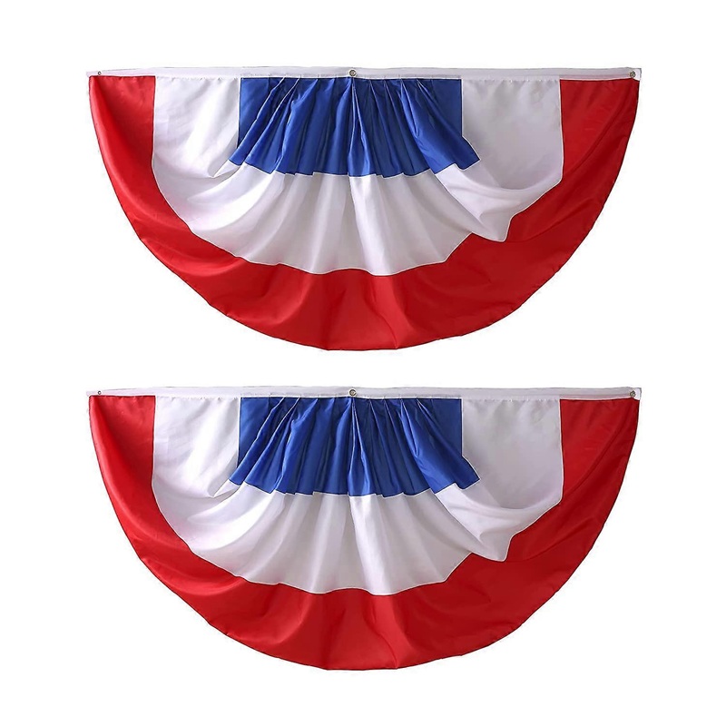 France French Pleated Fan Flag Bunting Banner Outdoor Front Porch Decorations Indoor Patriotic Holiday Celebrations