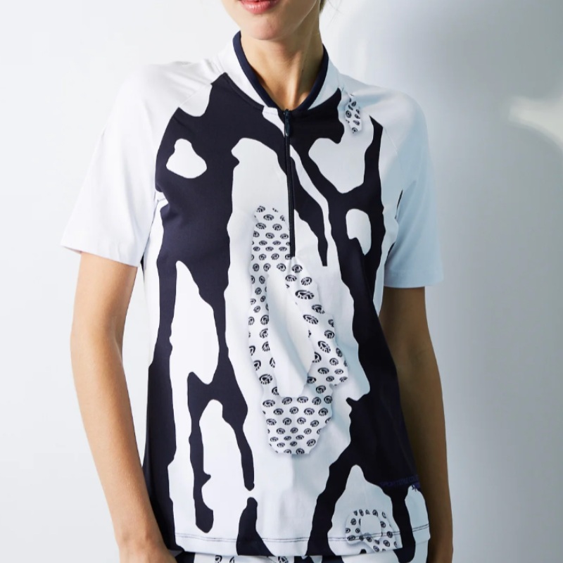 Sportalm Gaby Leo S/S Polo – White/Deep Water