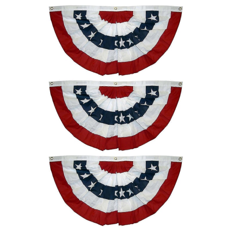 American Pleated Fan Flag Usa American Bunting Decoration Print Patriotic Stars And Stripes With Canvas Title