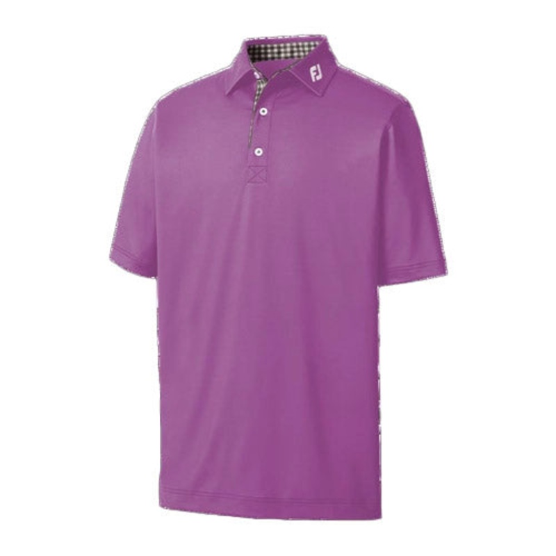 FootJoy Stretch Pique Solid (Athletic Fit) w/Gingham Trim – Orchid