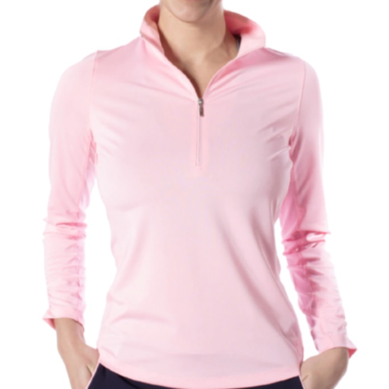 Golftini L/S Zip Mock Stretch Top – Light Pink