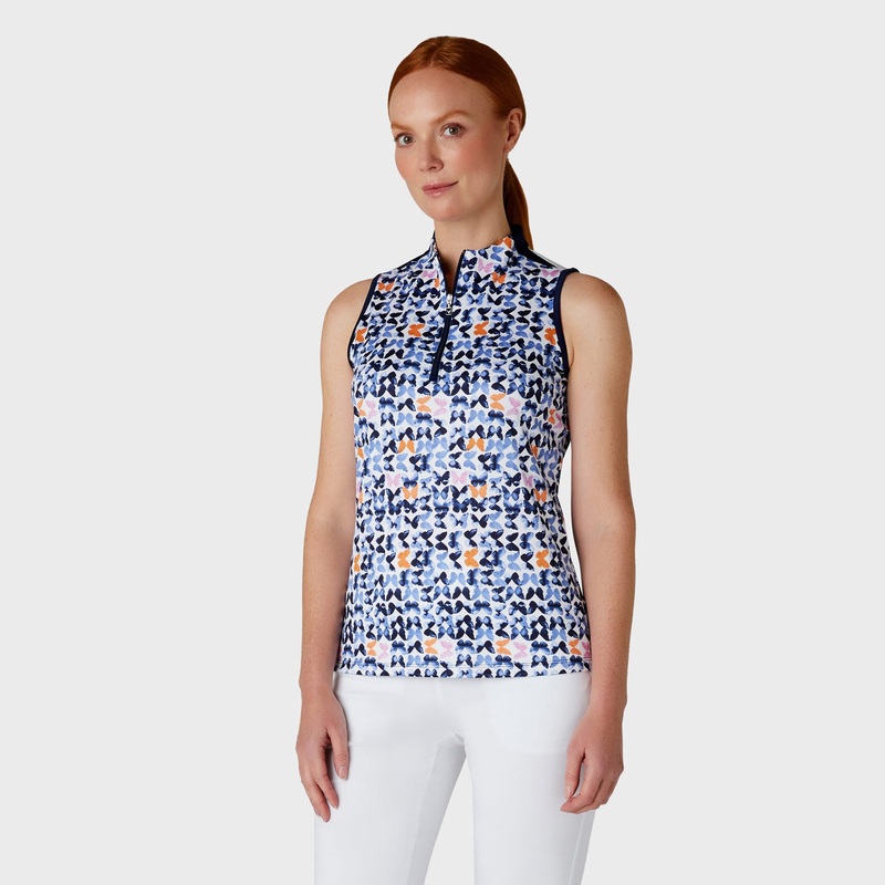 Callaway Ladies Sleeveless Butterfly Print Golf Polo – Last One XS Only Left