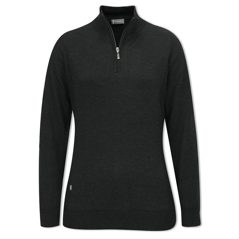 Glenmuir Ladies Merino Blend Lined Sweater with Water Repellent Finish in Charcoal