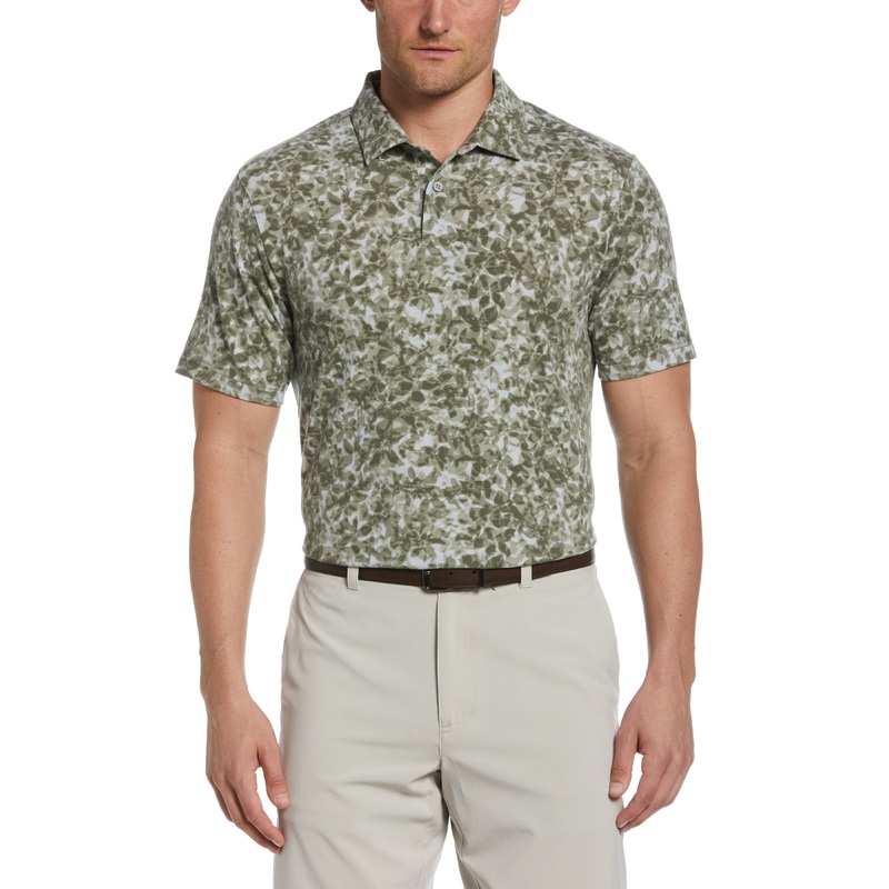 Men’s Distorted Floral Camo Print Golf Polo