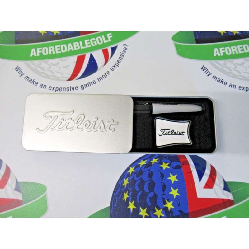 Titleist Alignment Ball Marker And Black Sharpie In Presentation Tin