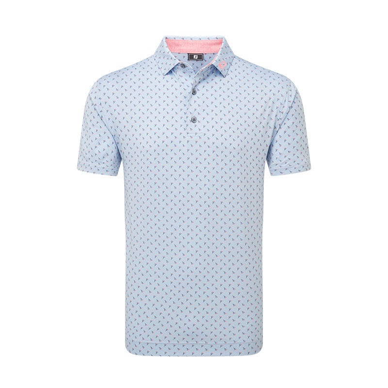 FOOTJOY Flower Bud Foulard Lisle Men’s Polo (Light Blue)