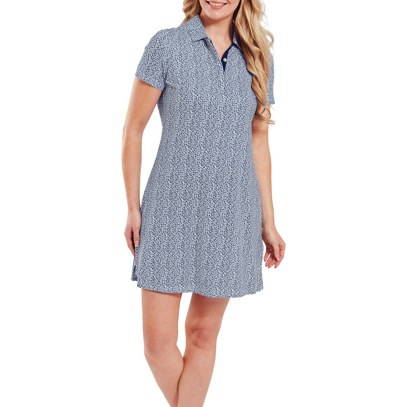 FootJoy Ladies Short Sleeve Animal Print Dress in Blue & White