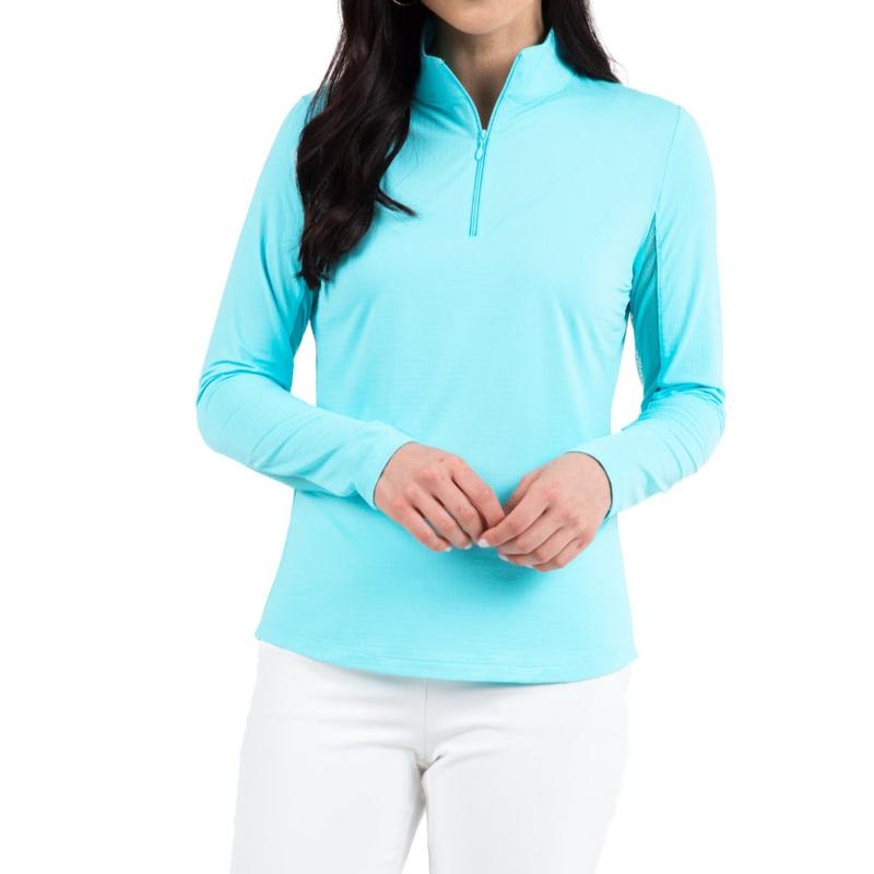 IBKUL Solid L/S Mock Neck Top – Seafoam