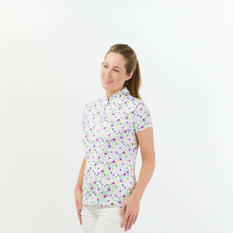 Pure Golf Cap Sleeve Zip Top in Ethereal Bouquet Print – Last One Medium Only Left