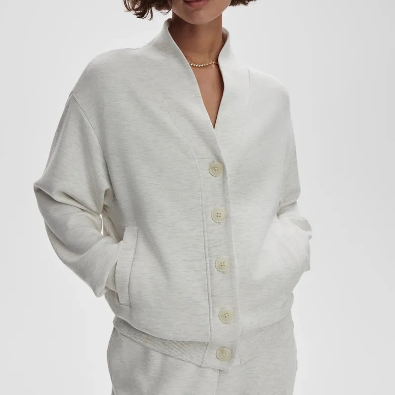 Varley Celeste Button Sweat – Ivory Marl