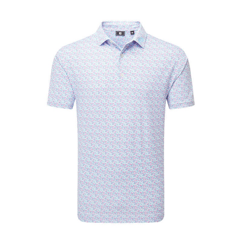 FOOTJOY Gamer Print Men’s Pique Polo (White/Blue)