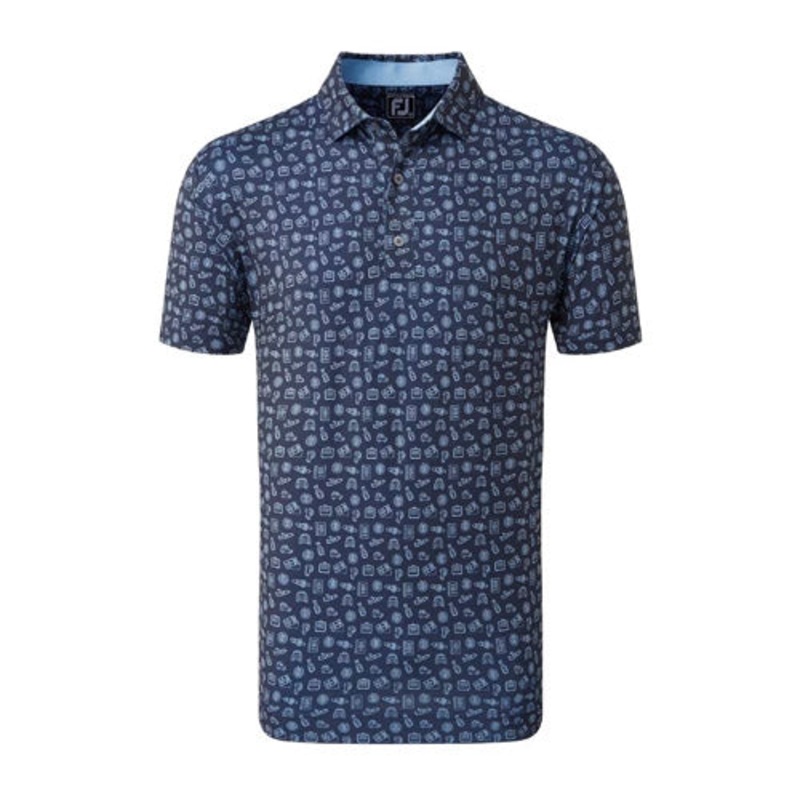 FootJoy Performance Travel Print Lisle – Navy/Blue