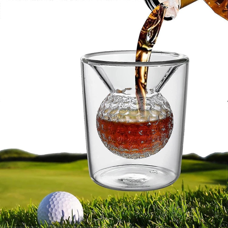 Golf Whiskey Glasses for Men Golfers – Unique Golf Gifts with Golf Ball Shape Embedded