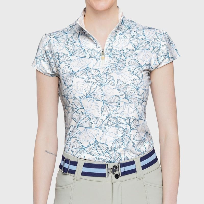 Kastel Blue Poppies Cap Sleeve Top – Blue Floral