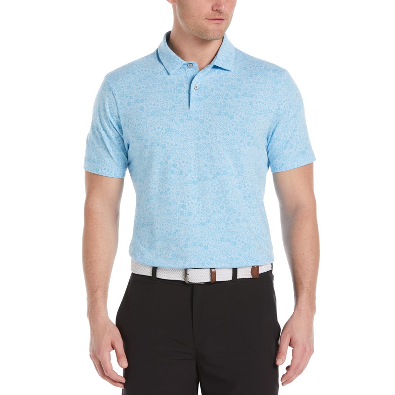 Men’s Micro Floral Golf Polo|Blue Grotto|S|M|L|XL|XXL|XXXL