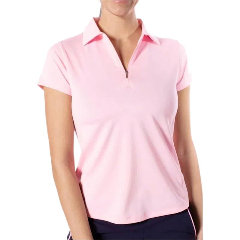 Golftini S/S Zip Tech Polo – Rose Pink