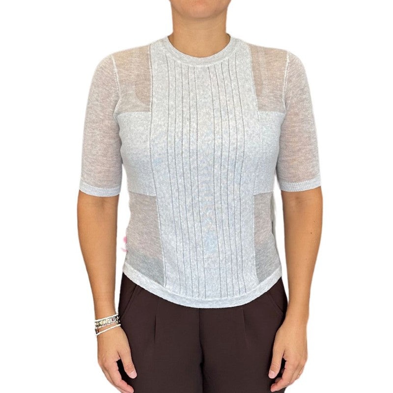 Autumn Cashmere S/S Mesh Top – Platinum
