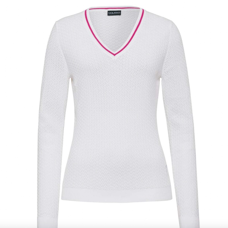 Golfino Out of Bounds V-Neck Pullover – White