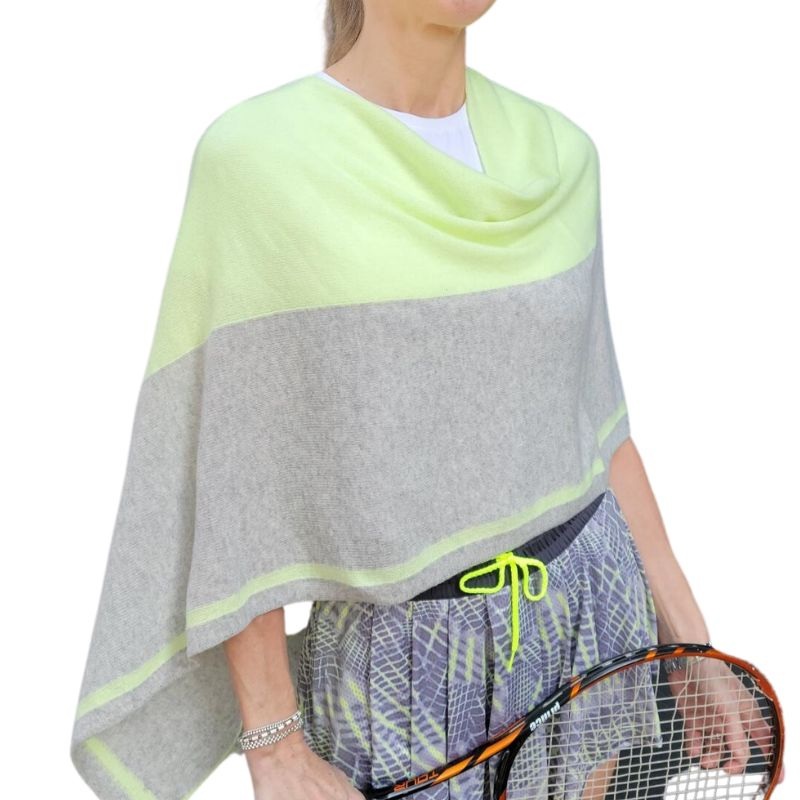 Alashan Cashmere Topper – Grey/Lemon