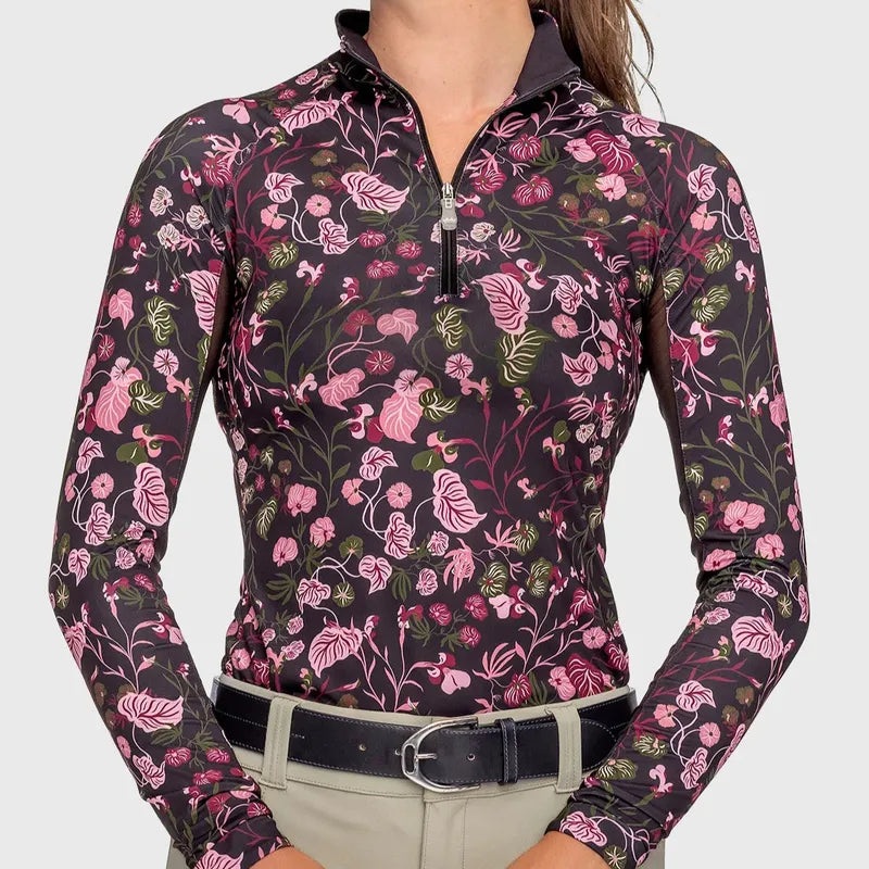 Kastel Modern Begonia L/S Top  – Black Floral