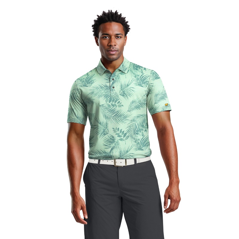 Men’s Tropical Leaf Polo|Aruba Blue|S|M|L|XL|XXL|XXXL