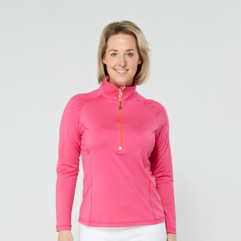 Swing Out Sister Women’s Lush Pink Zip-Neck Top
