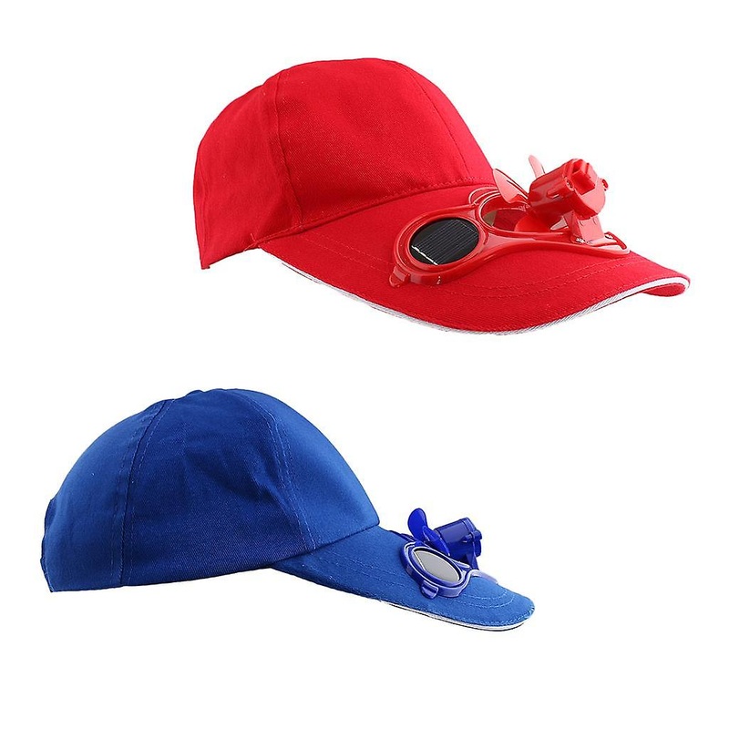 2 Pieces Outdoor Fishing Baseball Golf Solar Power Cooling Fan Hat