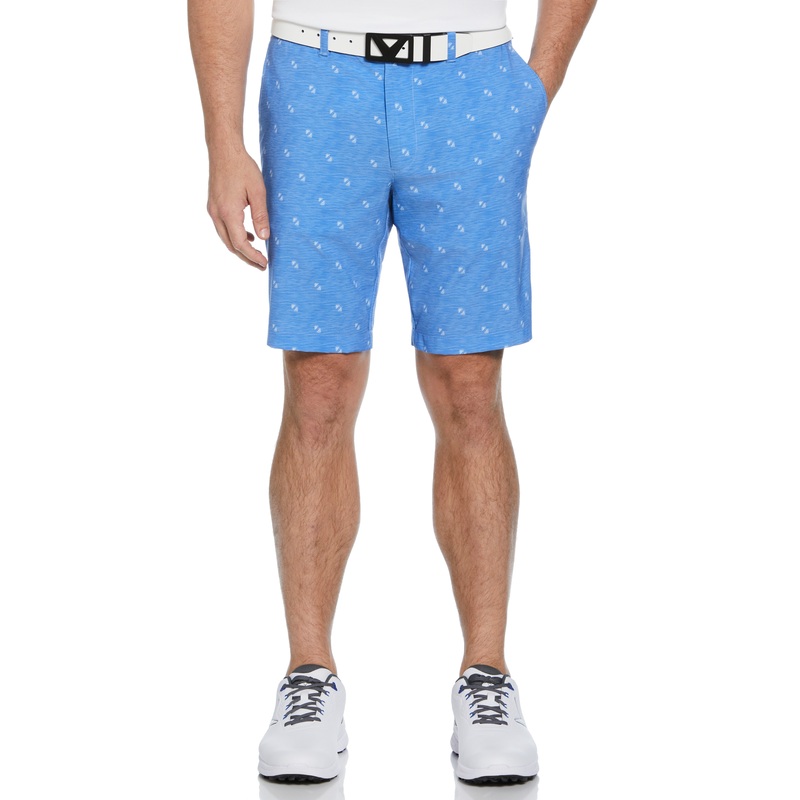 Flat Front Chevron Geo Print Golf Shorts