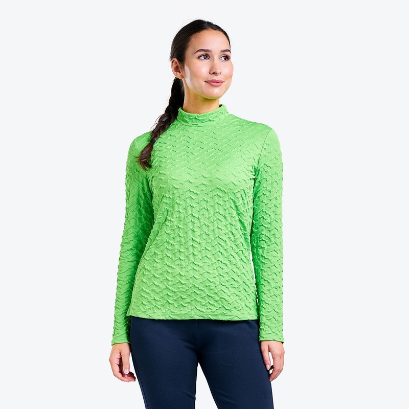 Nivo Ladies Long Sleeve Top with Textured Zig-Zag Print – Medium Only Left