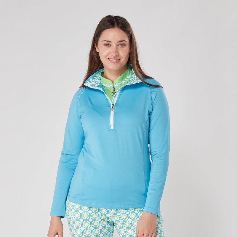 Swing Out Sister Women’s Dazzling Blue Zip-Neck Top