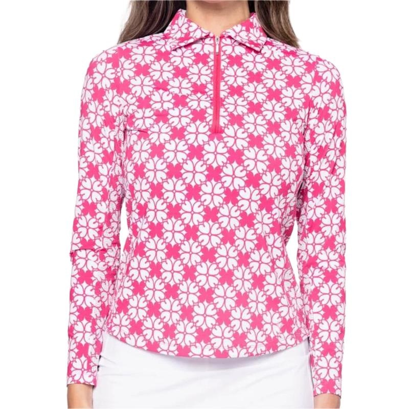 Golftini Cool Girl L/S Polo – Pink Floral