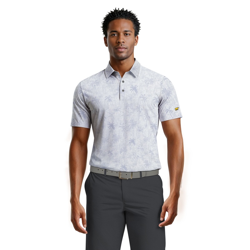 Men’s All Over Texture Palm Trees Polo