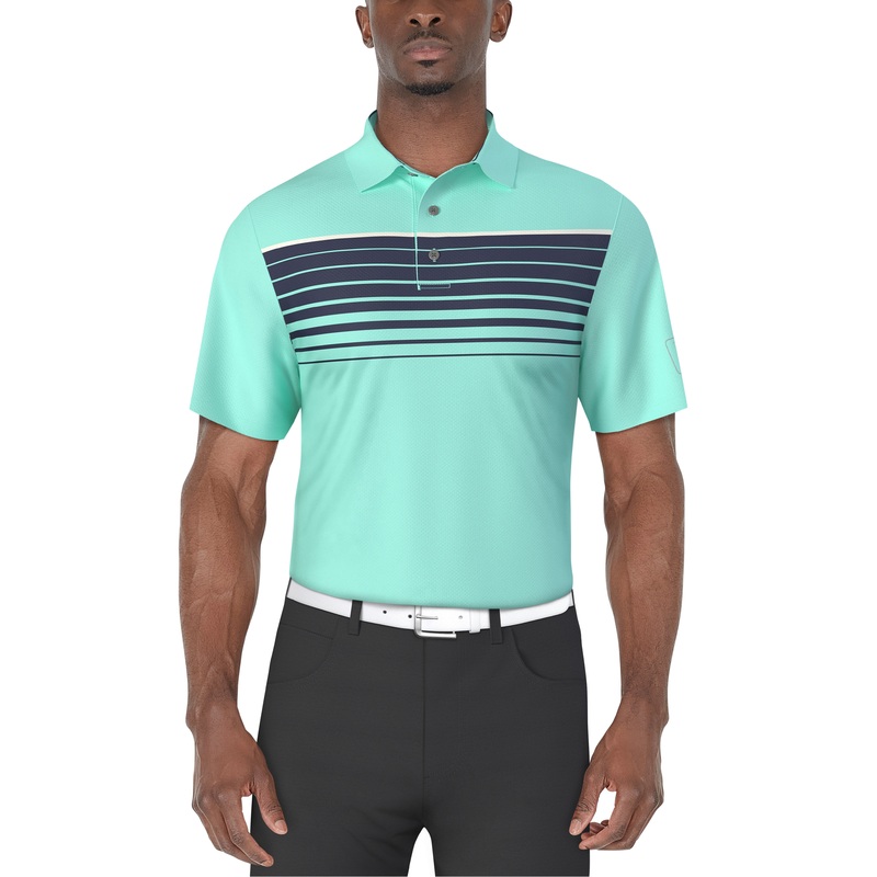 Men’s Chest Stripe Print Golf Polo