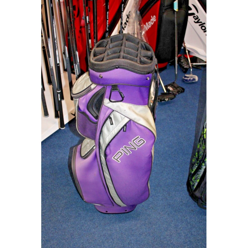 Used Ping Serene Purple/Grey/Black Cart Bag Includes Rain Hood